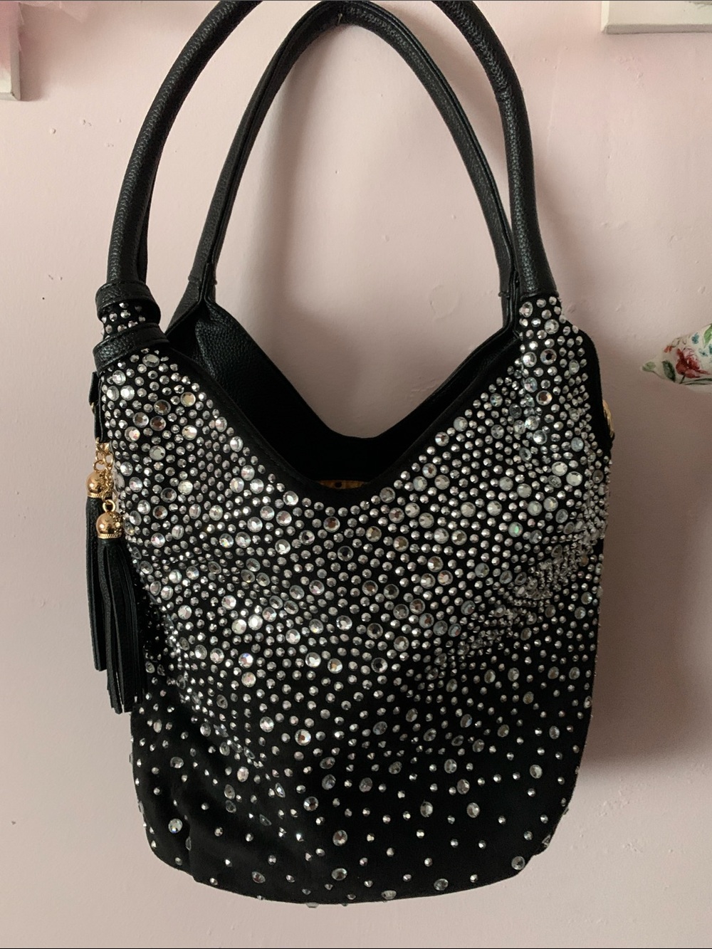 Black Crystal-Embellished Tote Bag - Women